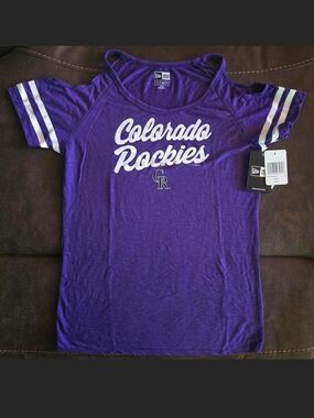 New Era Colorado Rockies Women's Cold Shoulder Tee Size Small